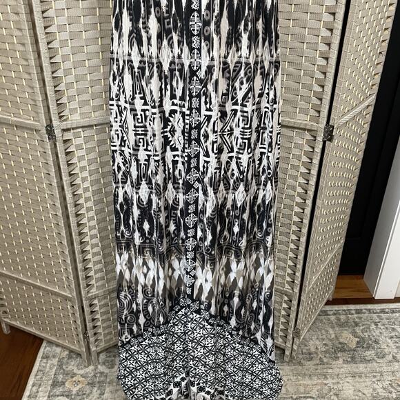 Soma Halter Neck H Back Maxi Dress Women's M Neutral Ikat Print Soft Stretchy - Picture 3 of 10